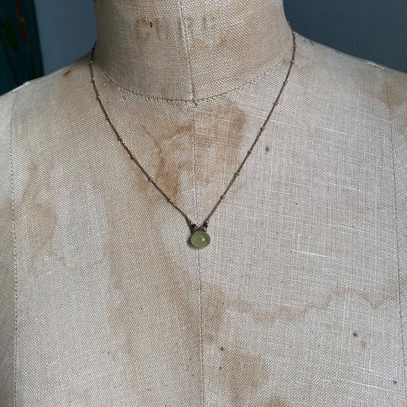 Peridot & Garnet Gold Pendant Necklace 17" - Picture 2 of 11